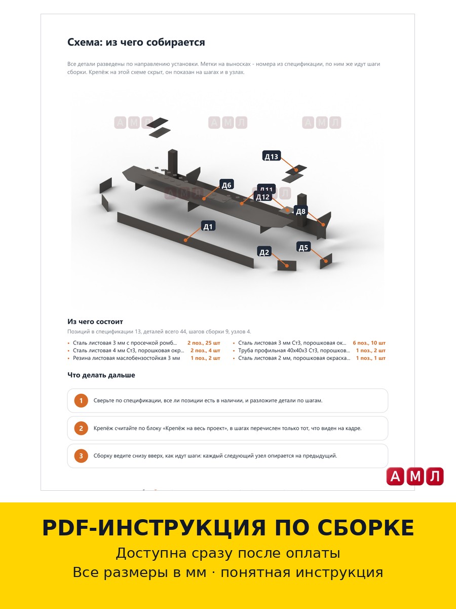 Проект чертеж Пороги силовые на ЛАДА Нива Легенд чертёж