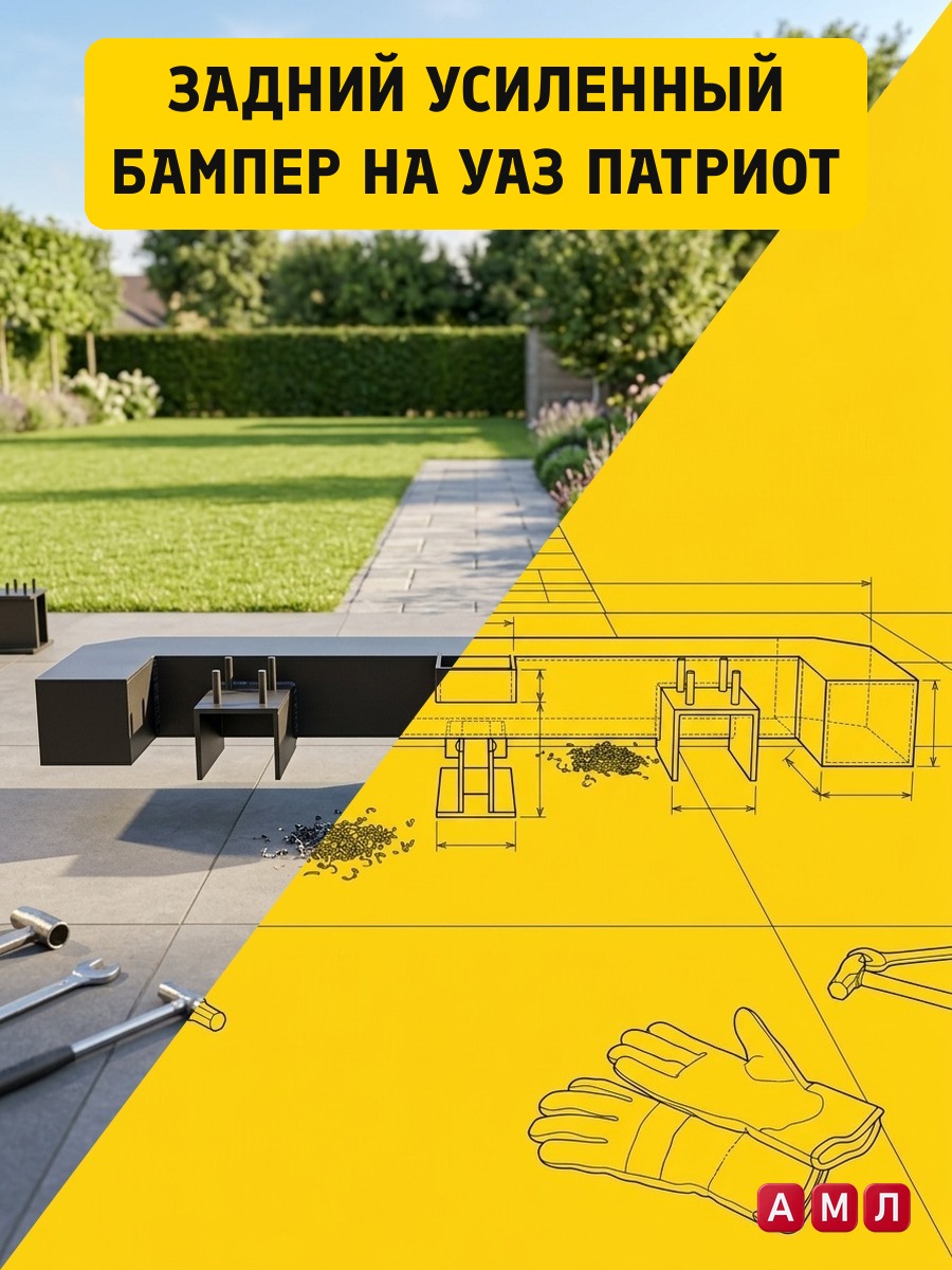 Проект чертеж Задний усиленный бампер на УАЗ Патриот чертёж