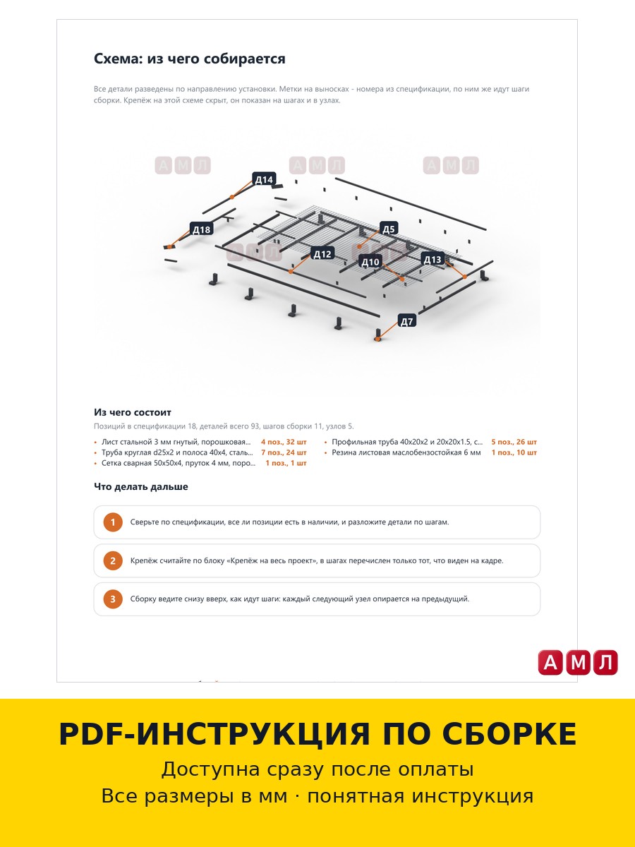 Проект чертеж Экспедиционный багажник на УАЗ Буханка чертёж